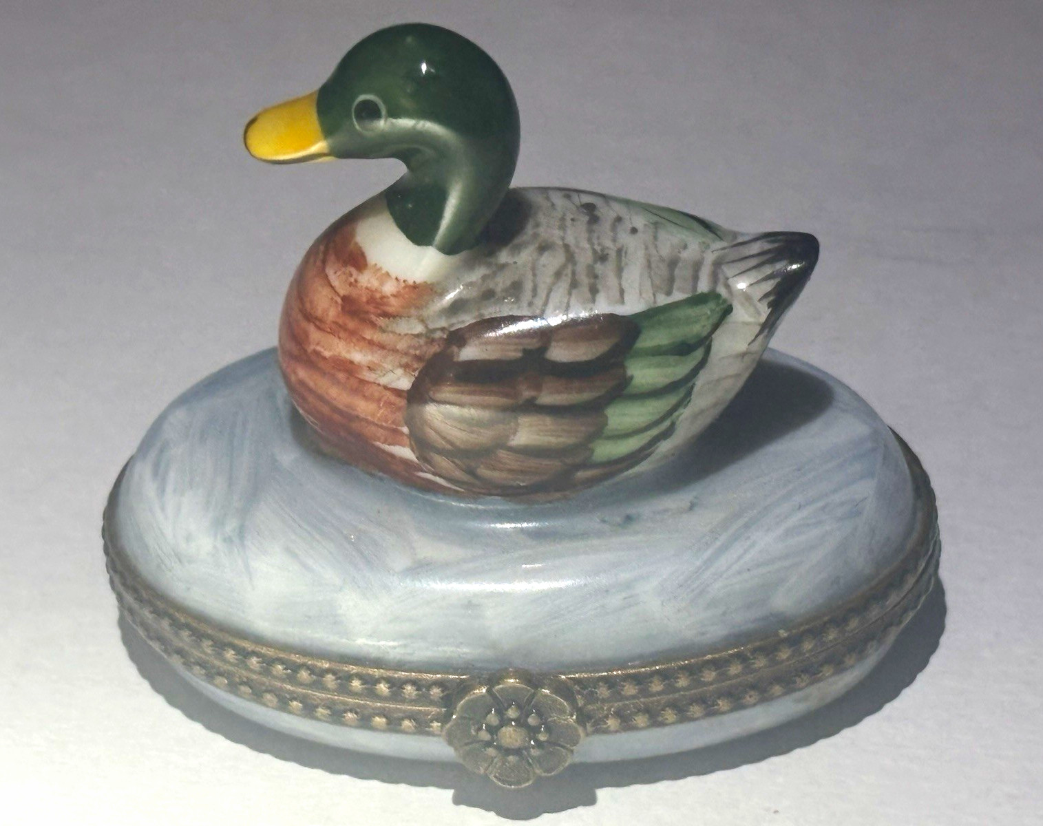 Vintage Limoges France Hand Painted Duck Porcelain Trinket Box-Peint Main BRC43 Vintage Limoges France Hand Painted Duck Porcelain Trinket Box-Peint Main BRC43