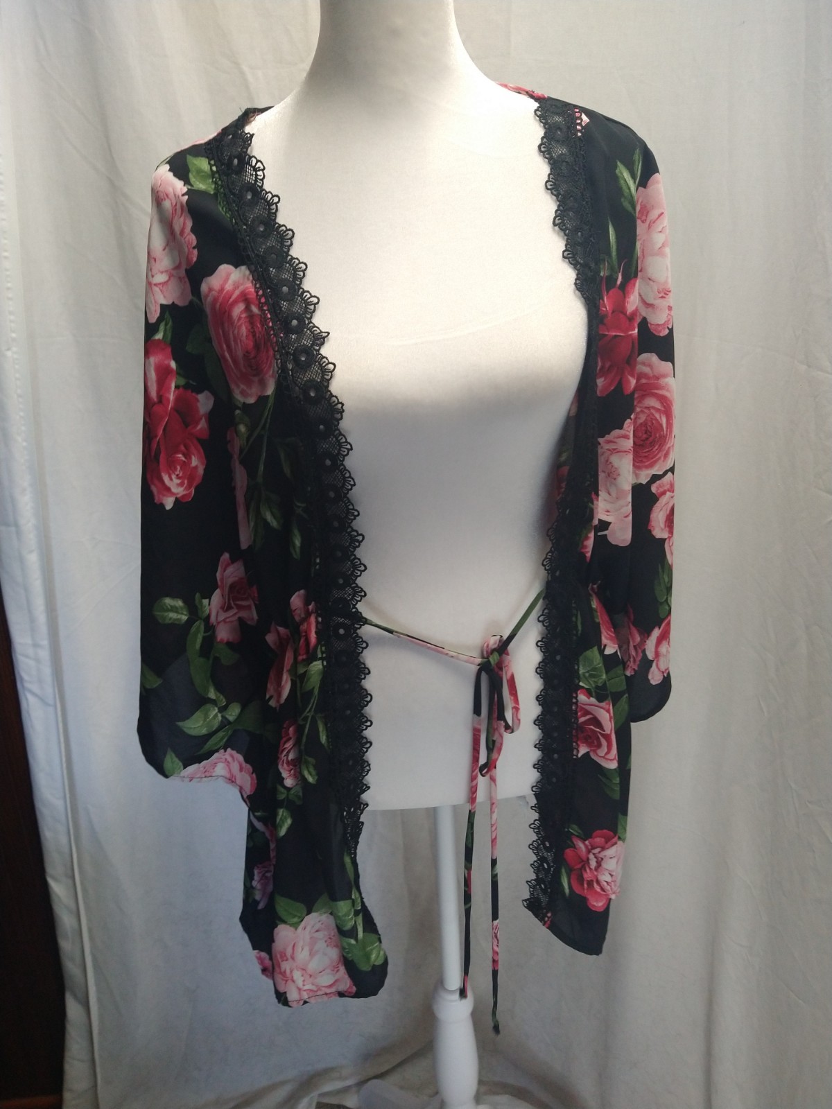 Haute Project womens 3X Floral Kimono Goth Dark Romantic Lace Sexy Top Fairy 