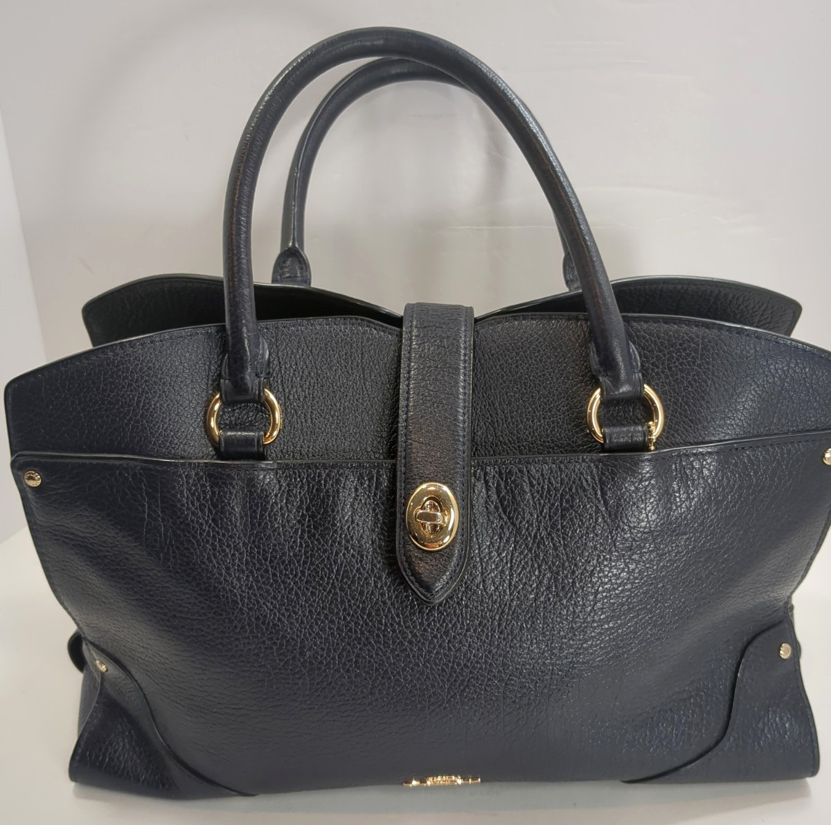 COACH Mercer Satchel  NAVY Blue, Grain Leather, Turnlock Closure