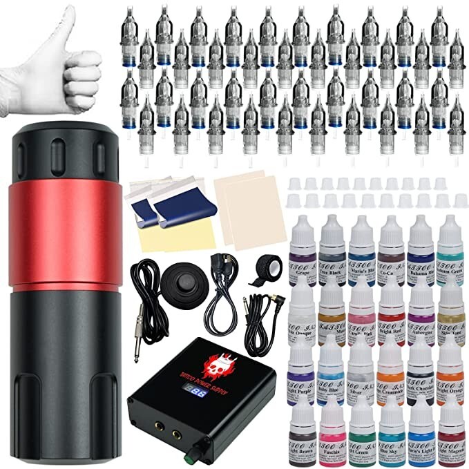 Tattoo Kit Tattoo Machine 40 Mixed Tattoo Cartridge Needles 24 Immortal Tattoo