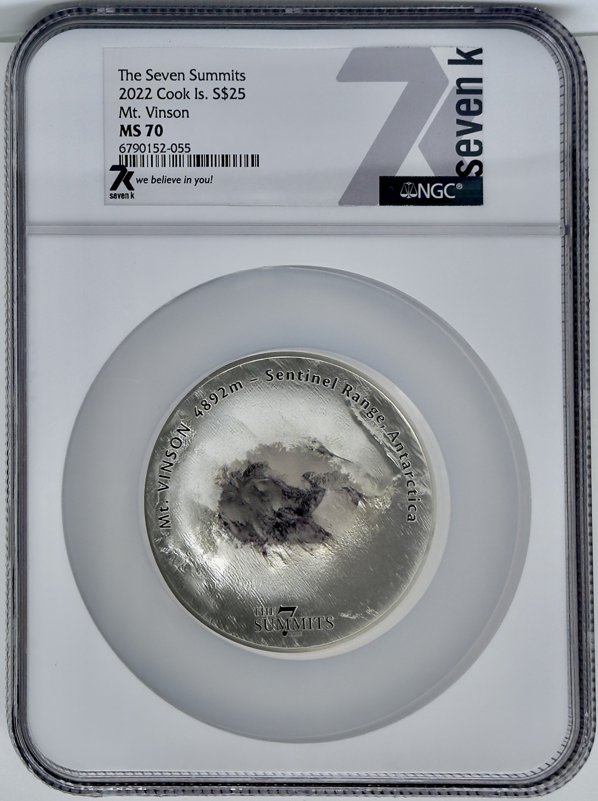 2022 Cook Islands $25 The Seven Summits  Mt. Vinson 5 oz Silver Coin NGC MS 70