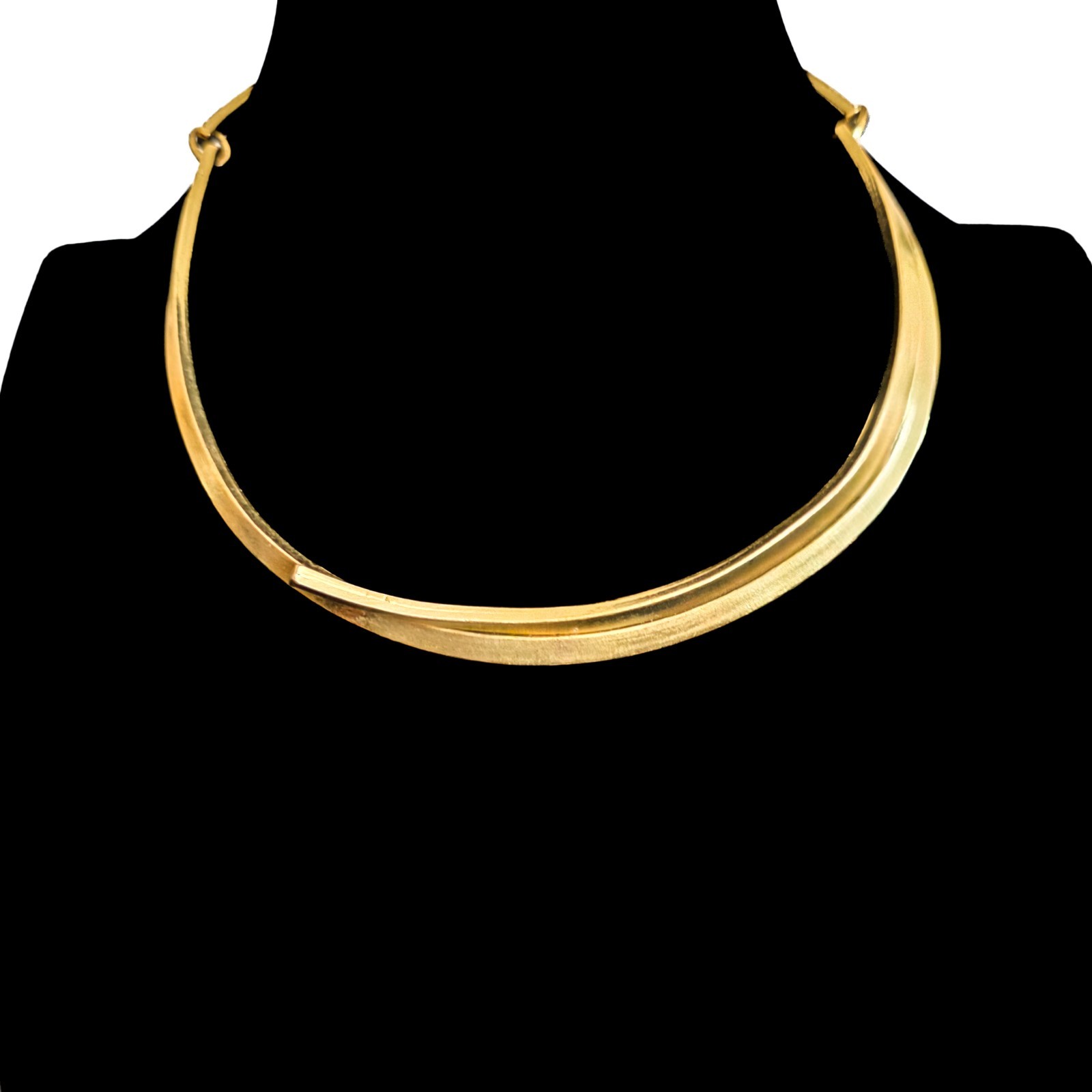 VTG Cecile Jeanne Paris Yellow Gold Plated Modernist Collar Necklace Choker
