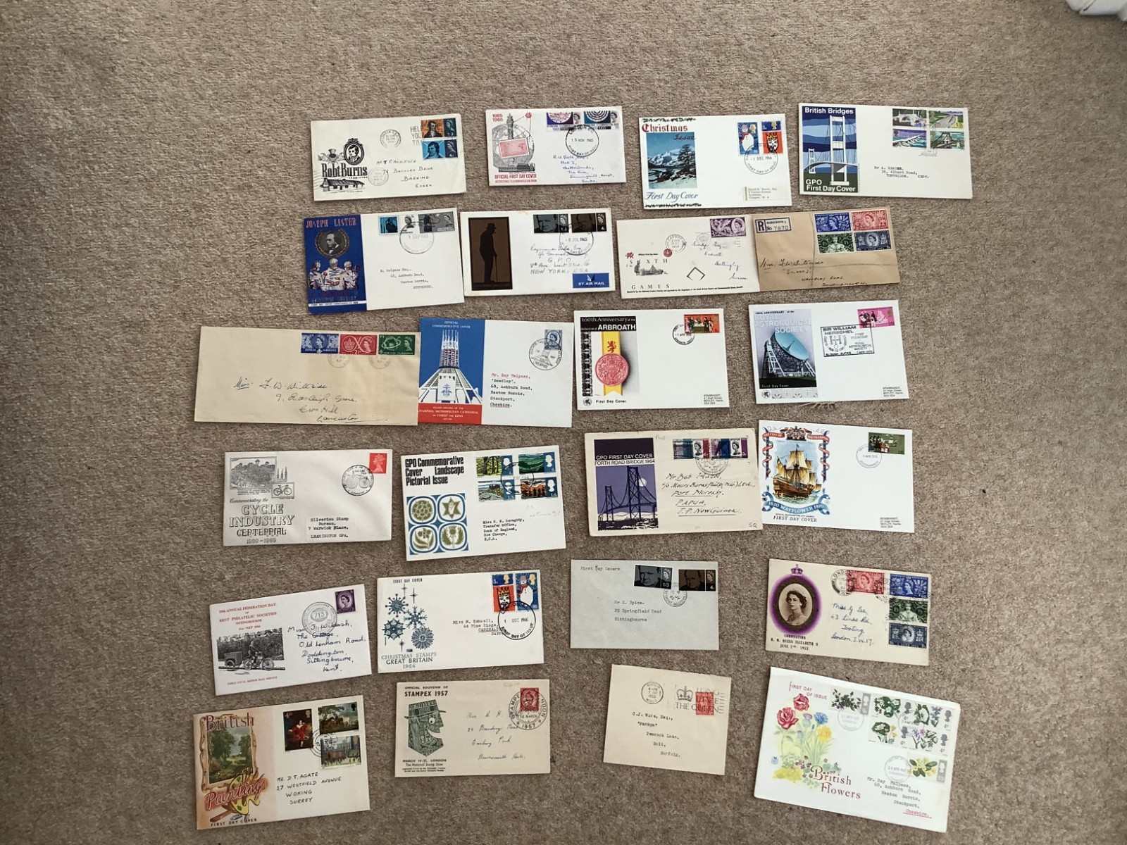 Job Lot 24 pre-decimal GB First Day Covers FDC Mixed Collection