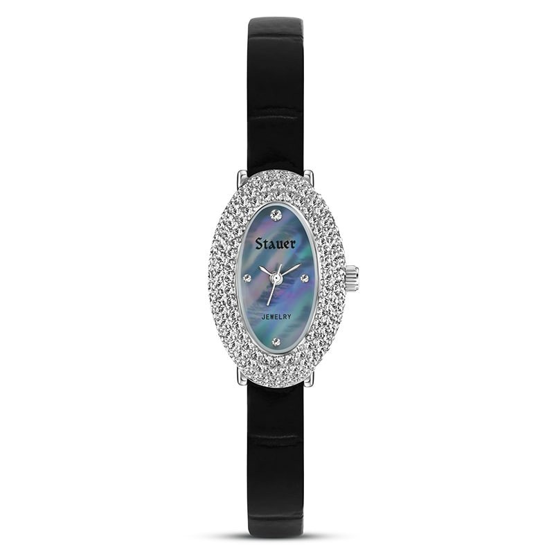 Stauer Ladies Montreux Watch Blue Mother of Pearl 5ct DiamondAura NEW IN BOX