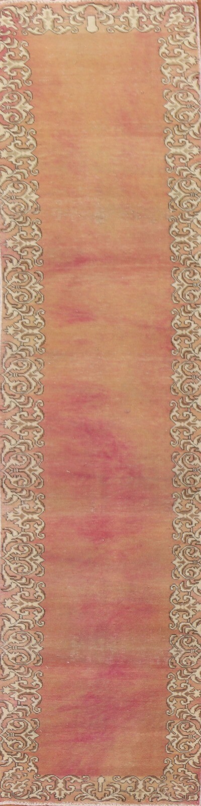 Bordered Traditional 13 ft. Long Narrow Runner Rug Wool Hand-knotted 2x13