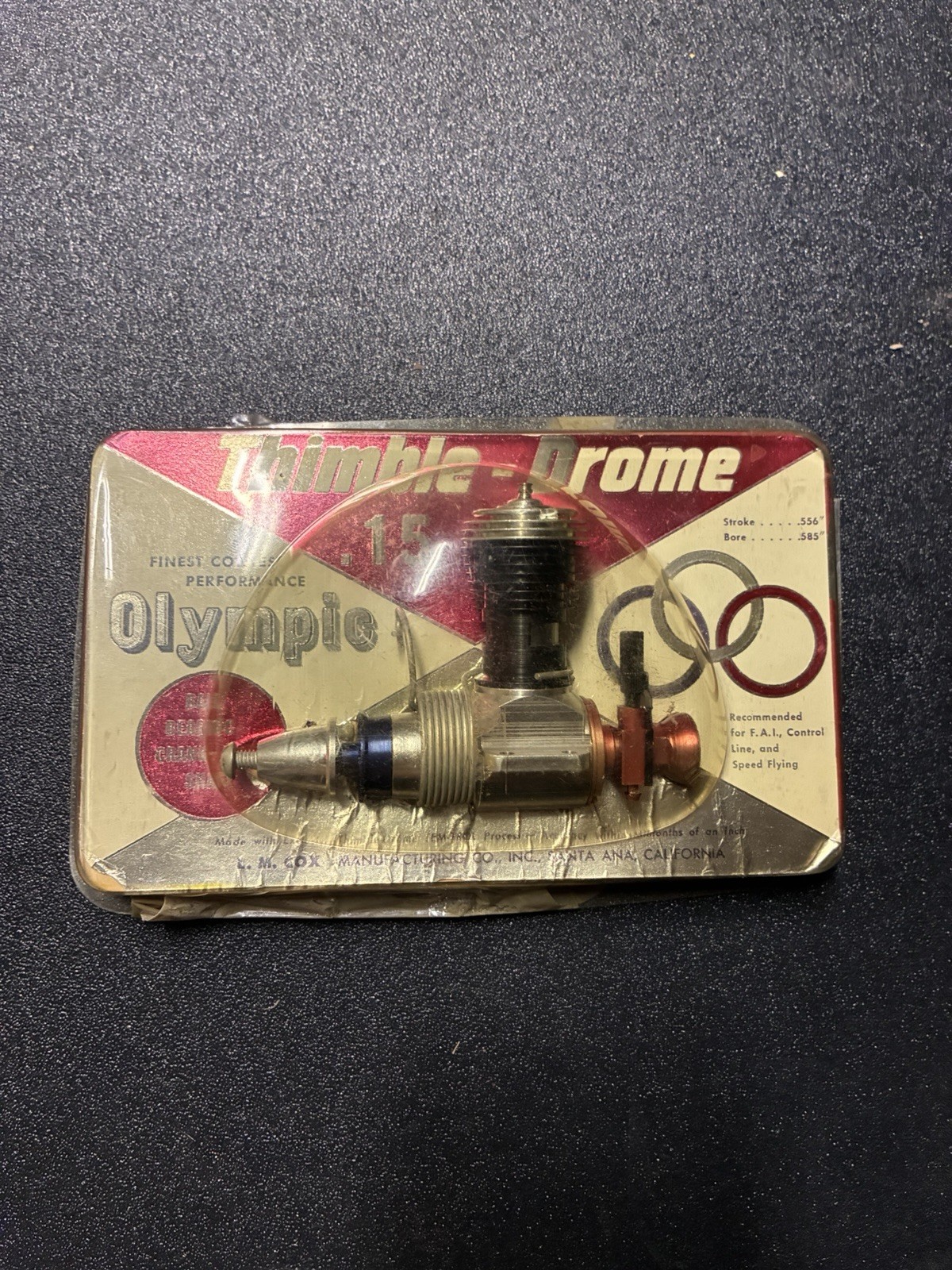 Vintage Cox Thimble Drome Olympic .15 Model Airplane Engine Original Package