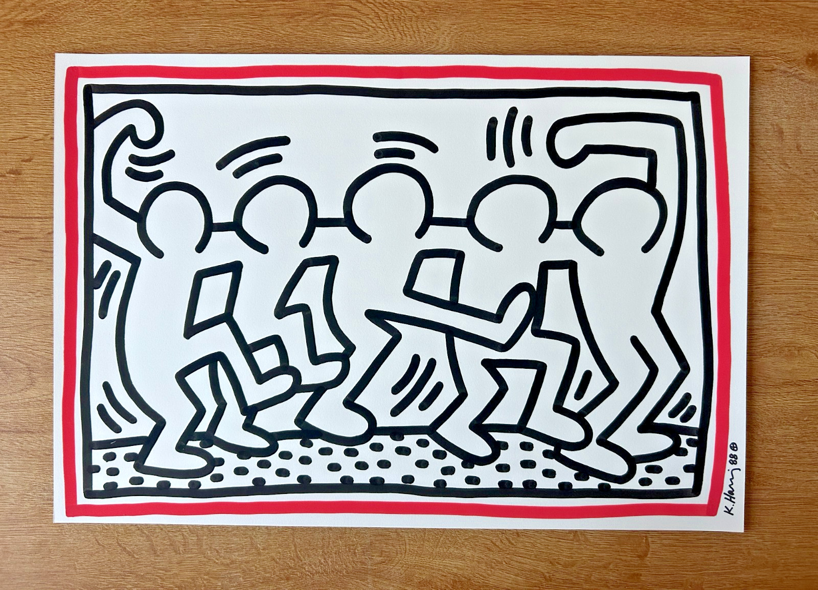 Keith Haring original drawing Foundation Seals 1988