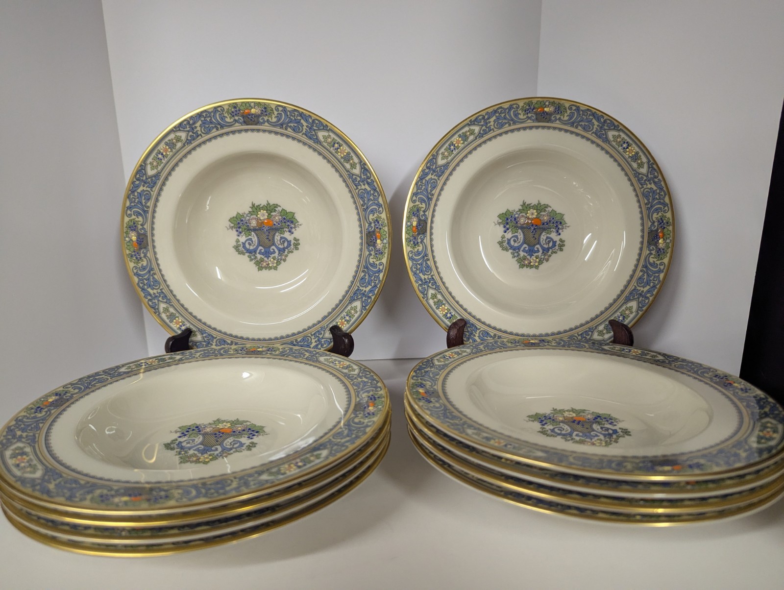 10 Lenox Autumn Rimmed Soup Pasta Bowls 8 3/8\