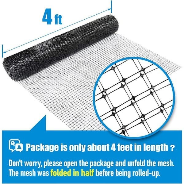 7 ft. x 100 ft. x 3/4 in.. Black Plastic Bird Netting for Vegetable Tree & Fruit