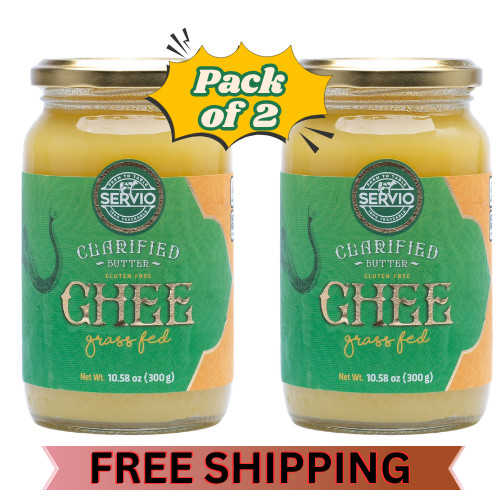 Servio Grass Fed Non-GMO Traditional Ghee Clarified Butter, 10.58 oz Jar 2 Pack