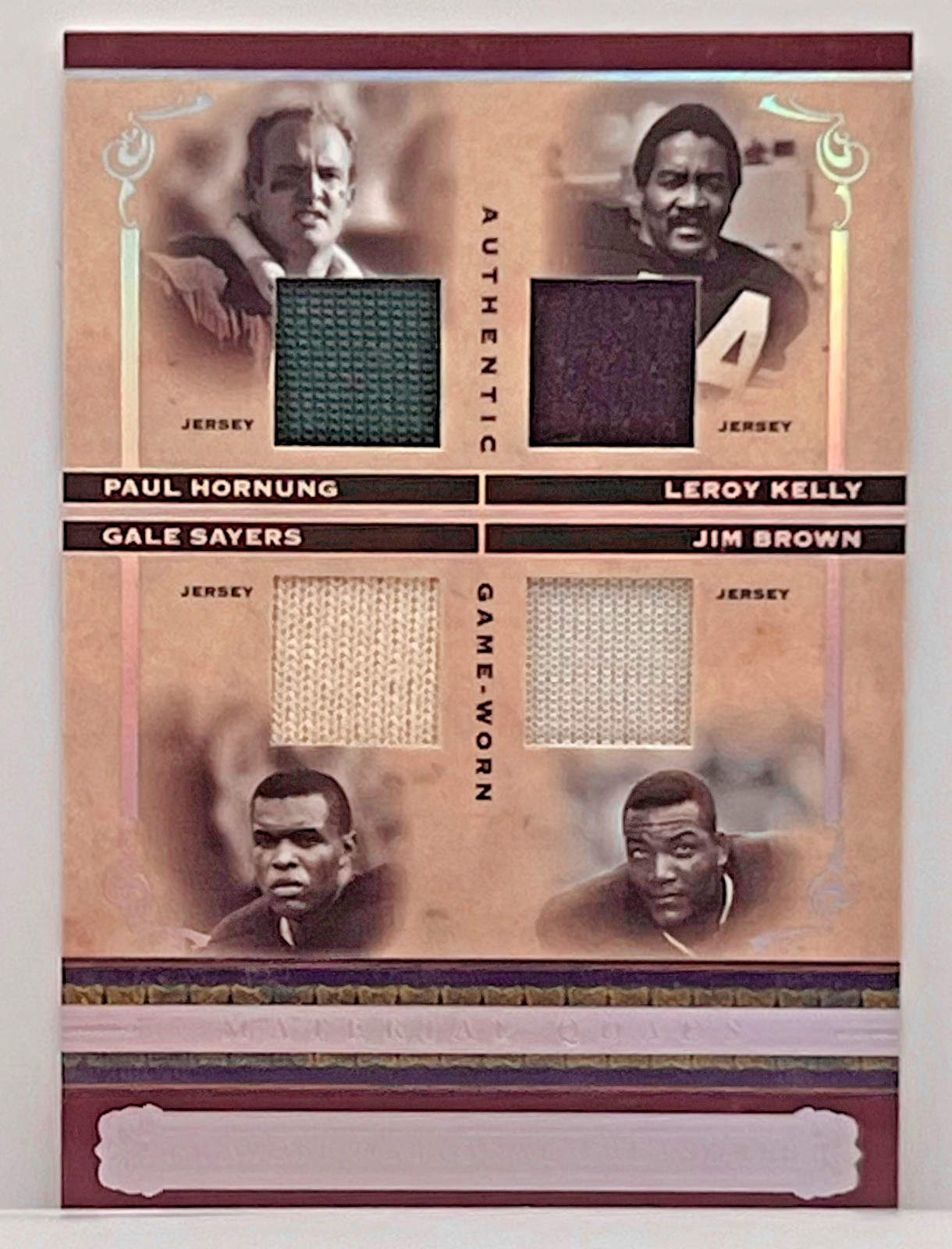 2006 Playoff National Treasures Material Quads #MQ-HKSB Hornung Kelly Sayers Bro