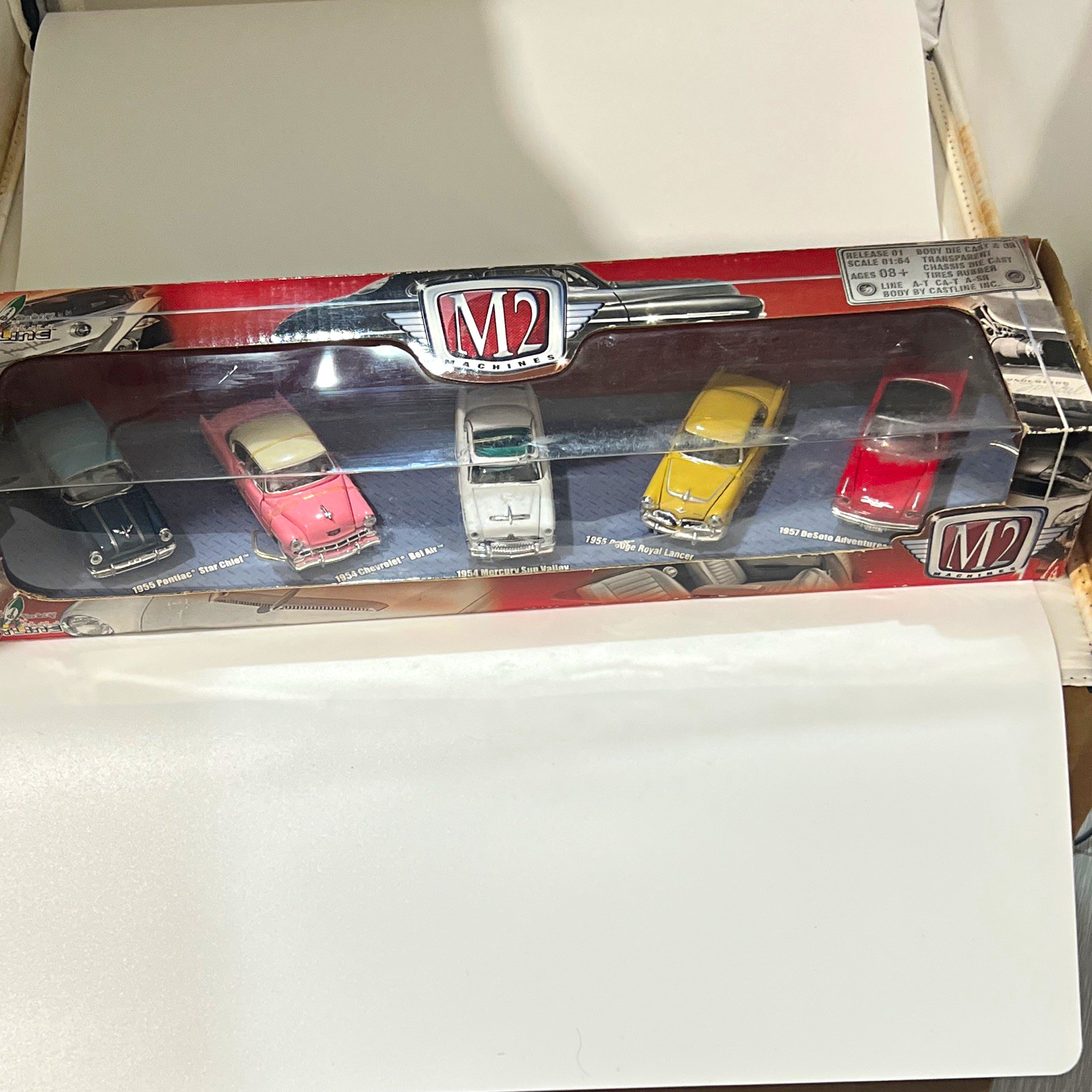 M2 Machines Castline 1:64 Classic Cars 5-Car Diecast Lot w/ Rubber Tires