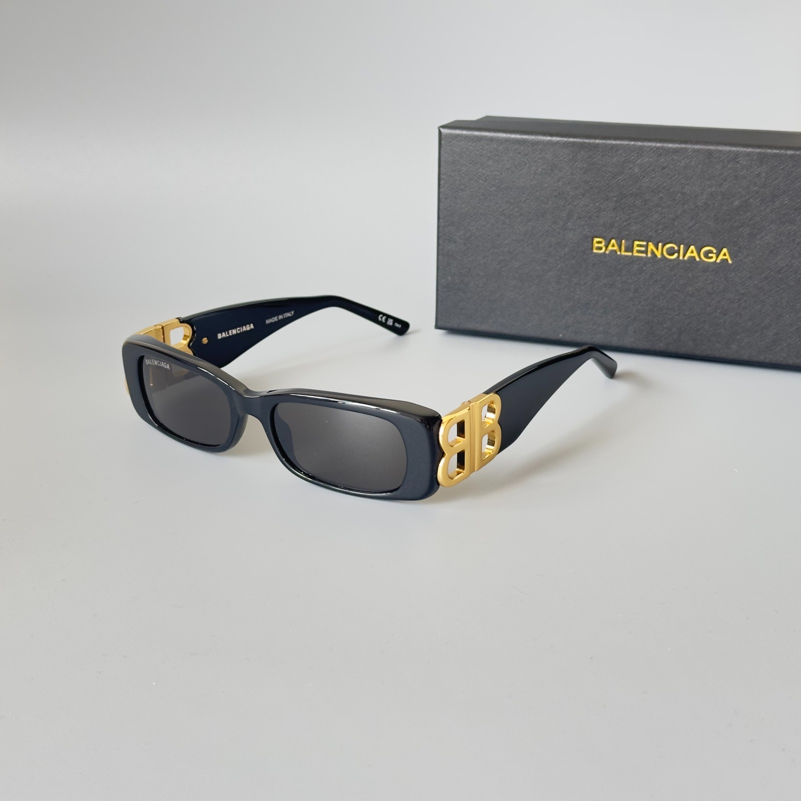 BALENCIAGA BB0096S 001 Black Rectangle Sunglasses Women’s 51mm UV Shade
