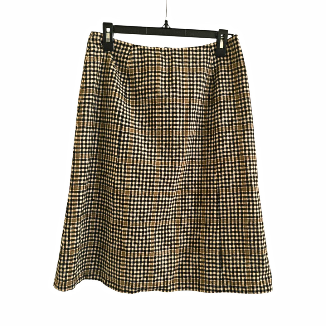 Vintage Pendleton 100% Wool Plaid A-Line Skirt Women\'s 16 Black Tan Fall Office
