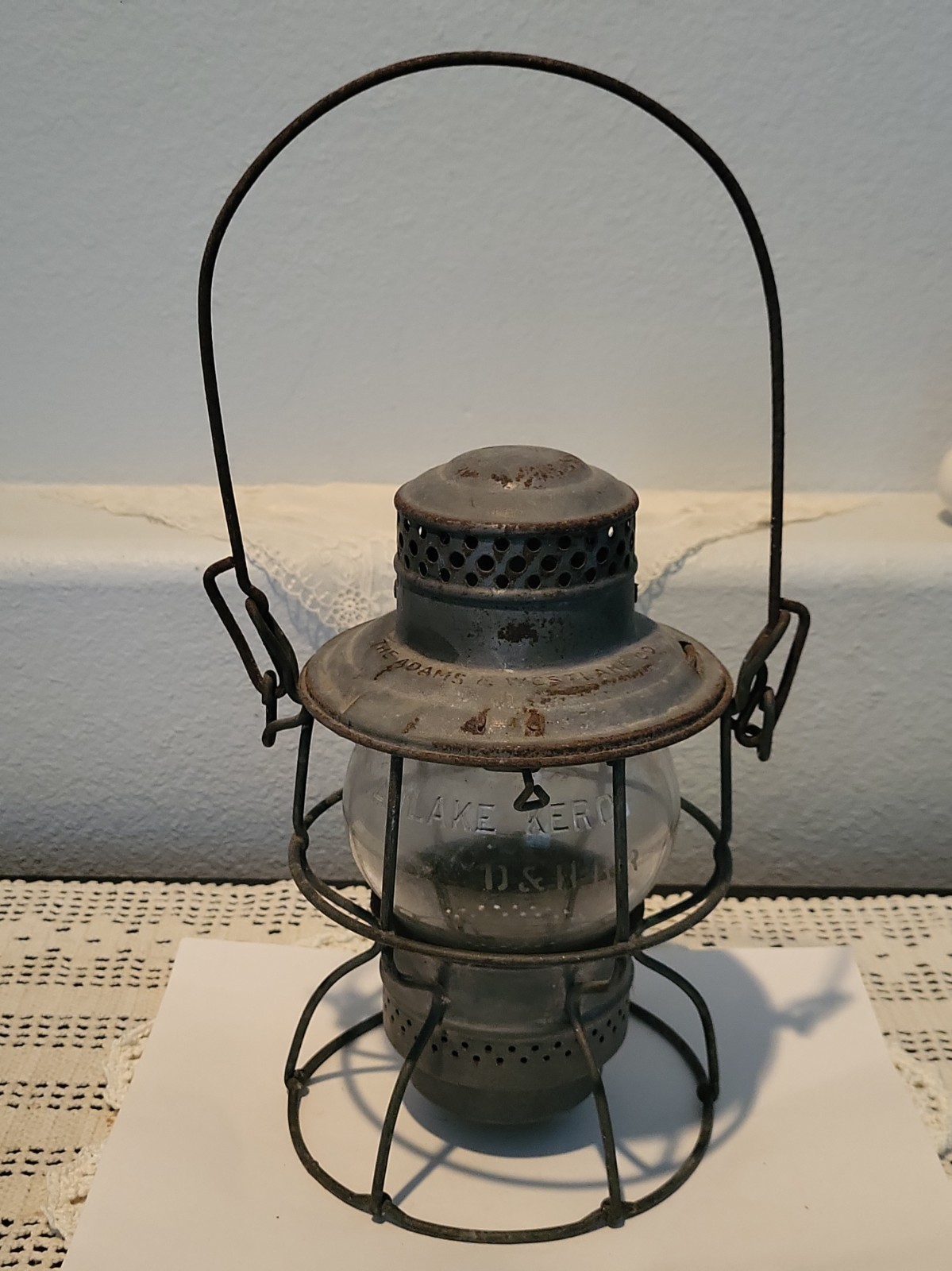 Antique Adlake Kero D&H Delaware and Hudson Railroad Lantern Lamp Clear Globe