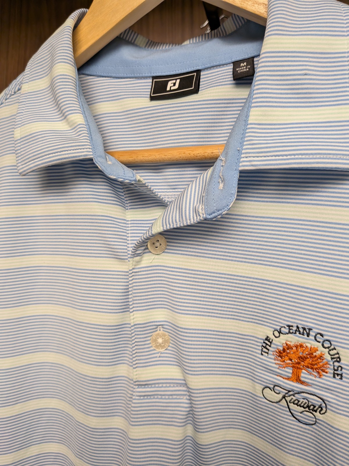 Footjoy Polo FJ Kiawah Ocean Course Golf Polo Shirt Striped Men\'s Size M Footjoy Polo FJ Kiawah Ocean Course Golf Polo Shirt Striped Men\'s Size M