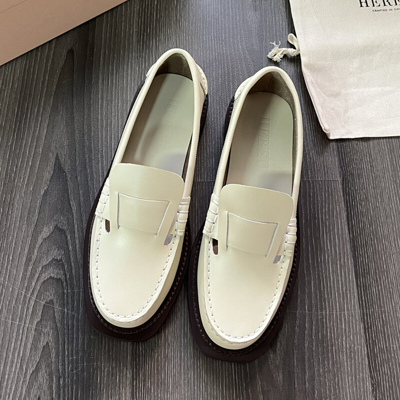 Hereu Women's Leather Loafers, Hollowed Out Woven Shoes Flat shoes Luxury lady