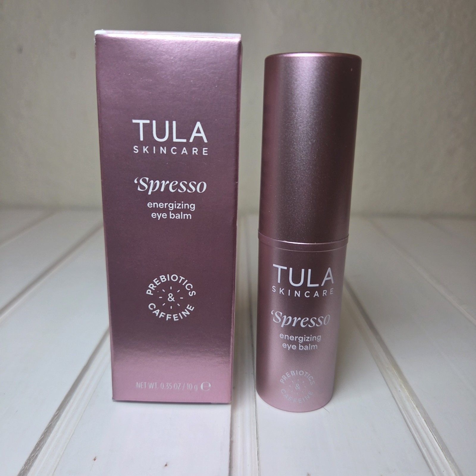 New TULA \'Spresso Energizing Eye Balm Pink 0.35oz Caffeine Cooling NIB