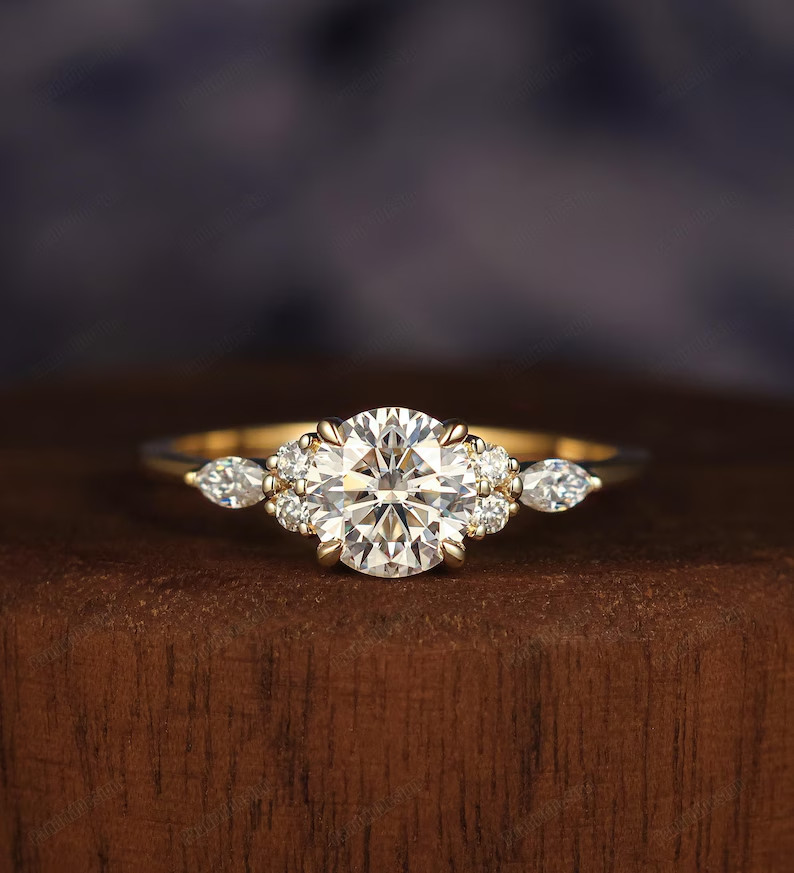 4ct Round Cut Moissanite/VVS1 Wedding Band Ring 925 Yellow Sterling Silver