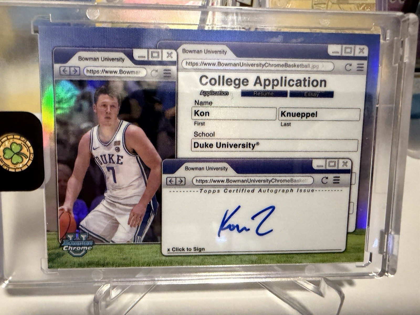 Topps 2024-25 Bowman University Chrome Kon Knueppel Duke CAA-KK Auto