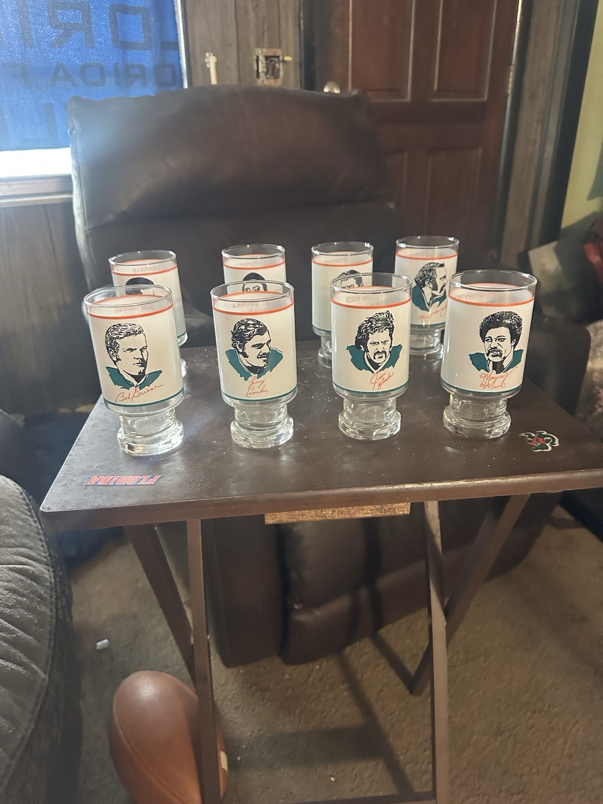 Vintage 1972 Miami Dolphins Super Bowl Champion Commemorative Glass Set of 8