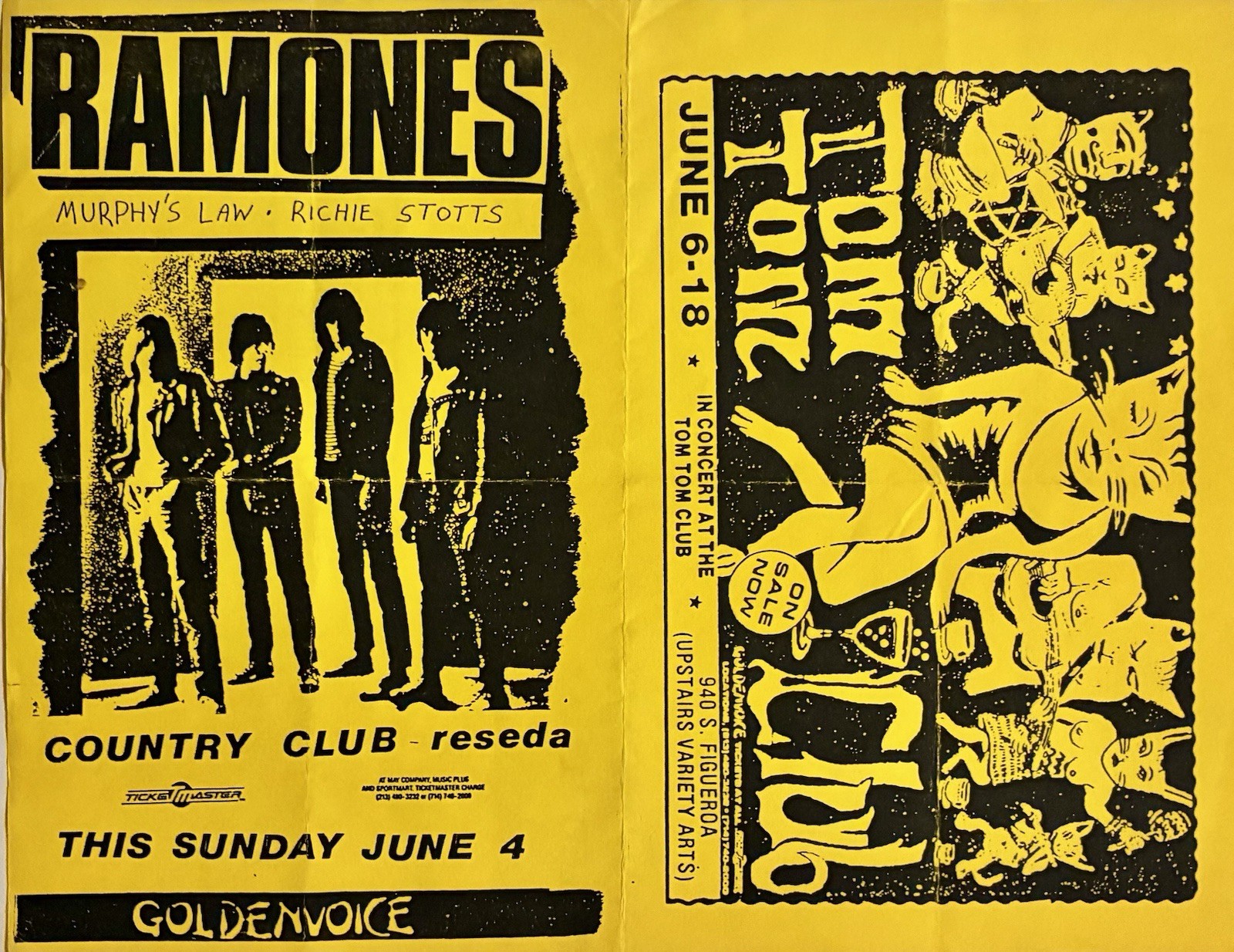 RAMONES MURPHYS LAW + ULTRA RARE VINT 1989 FLYER 6/4/1989 COUNTRY CLUB RESEDA CA