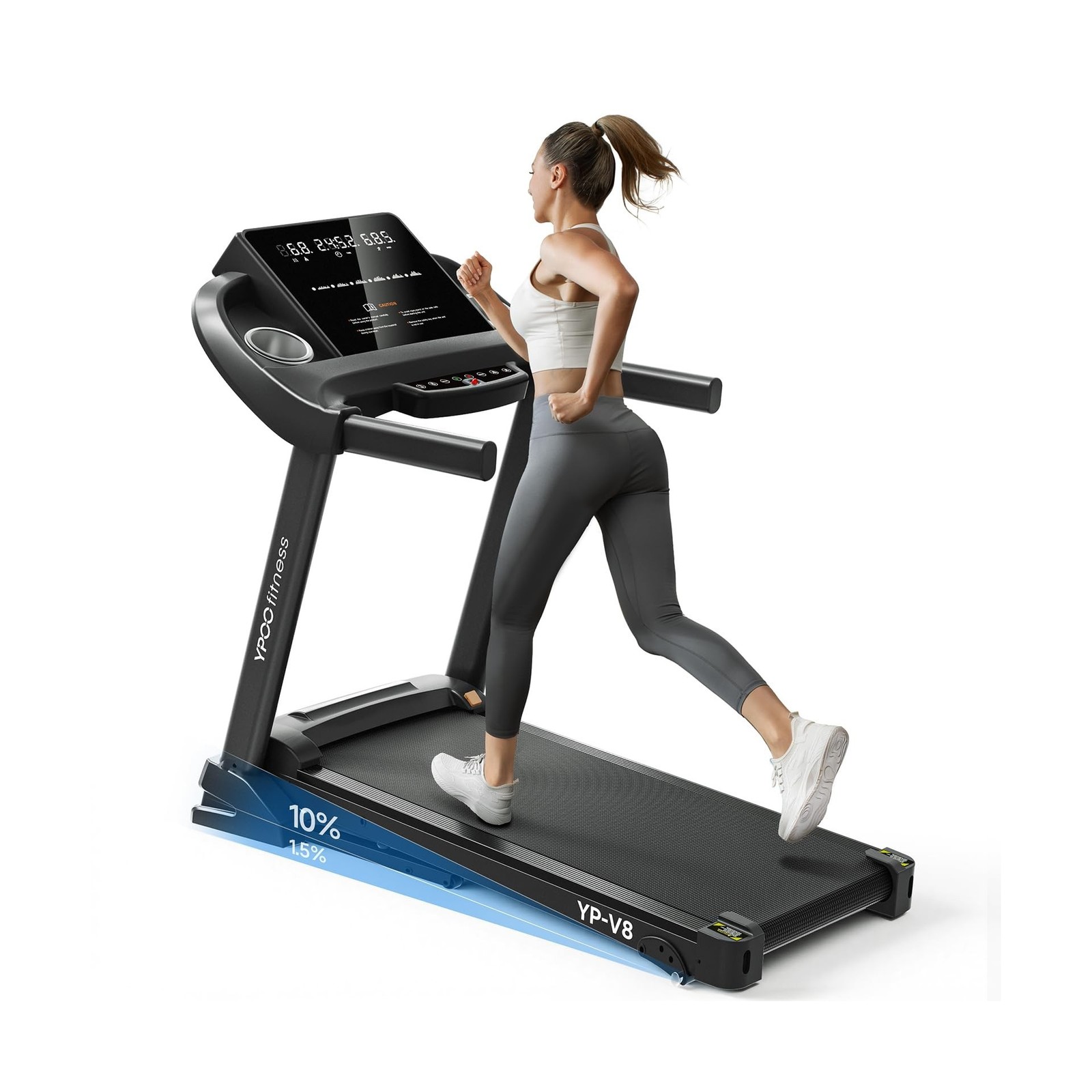 YPOO Treadmills for Home Use, Walking Pad Treadmill with Incline, Auto Foldab...
