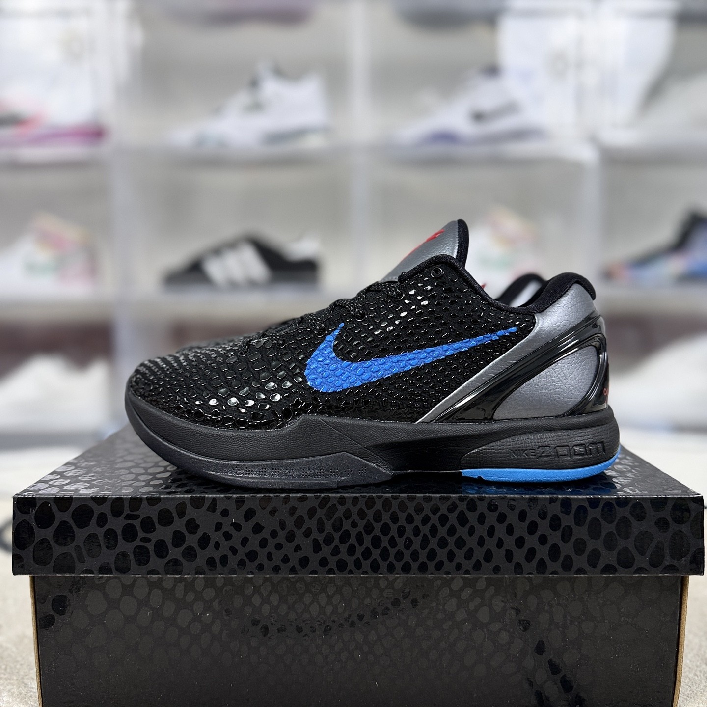 429659-016 NK Zoom Kobe 6 Dark Knight Black Blue Men\'s Sze 7-14