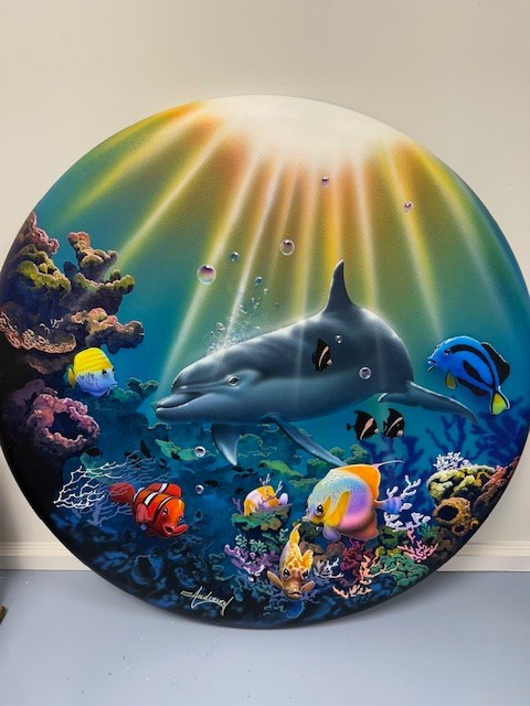 Original (signed x2) Claus Andersen \'Round Aquatic\' 30\ Original (signed x2) Claus Andersen \'Round Aquatic\' 30\