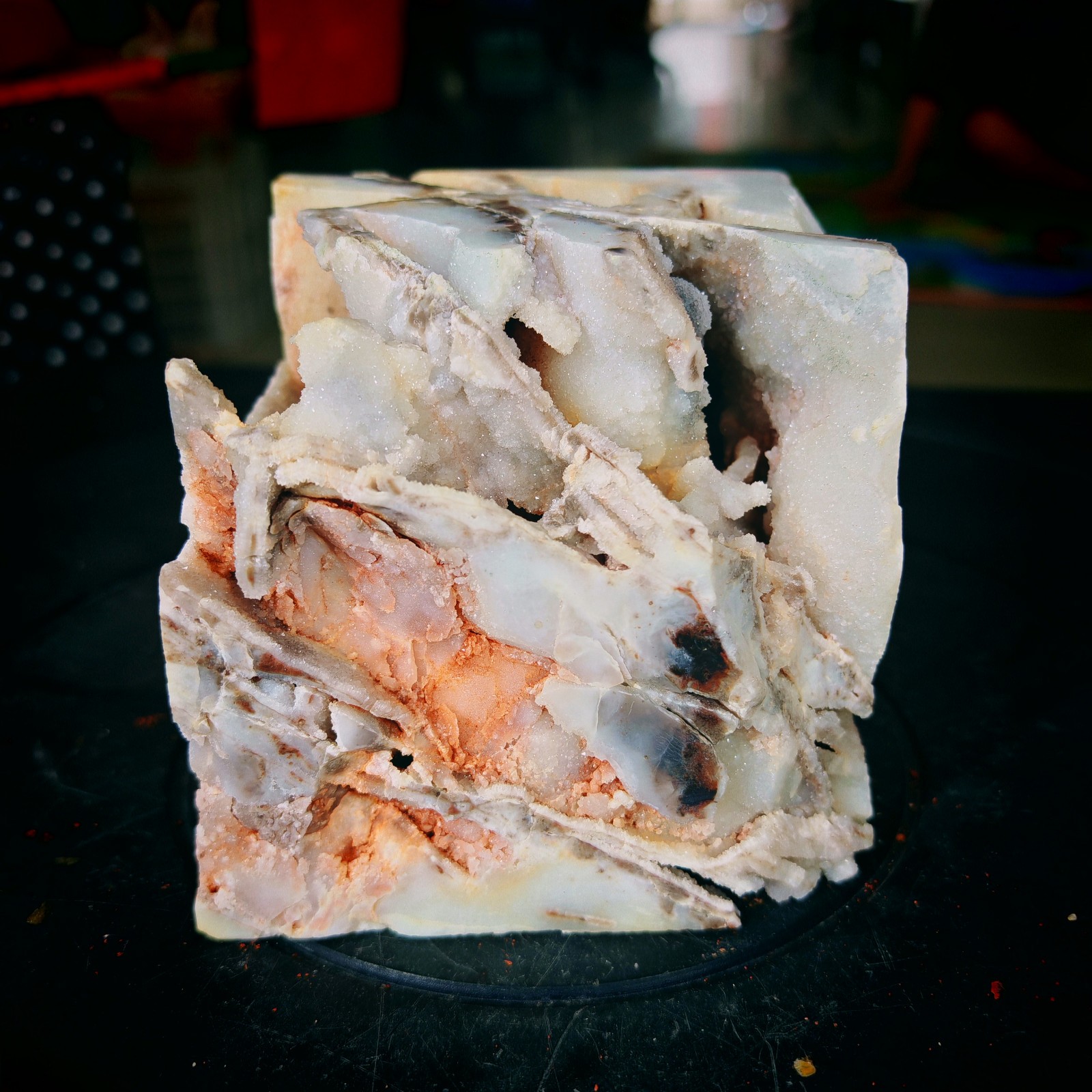3.52LB Polishing and repairing of natural sphalerite crystal blocks 1600g