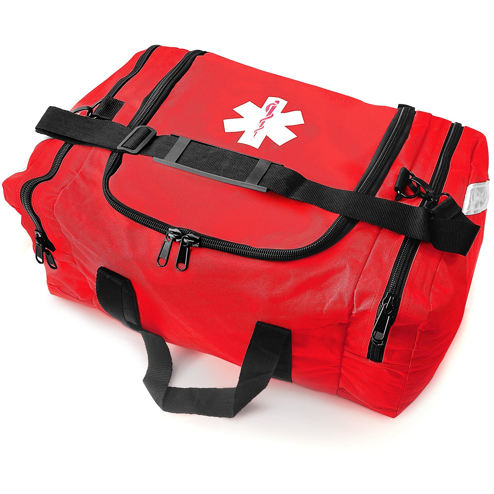 Large ASA TECHMED EMT Trauma Medical Bag, 21x12x9 Inch, Red Nylon clear