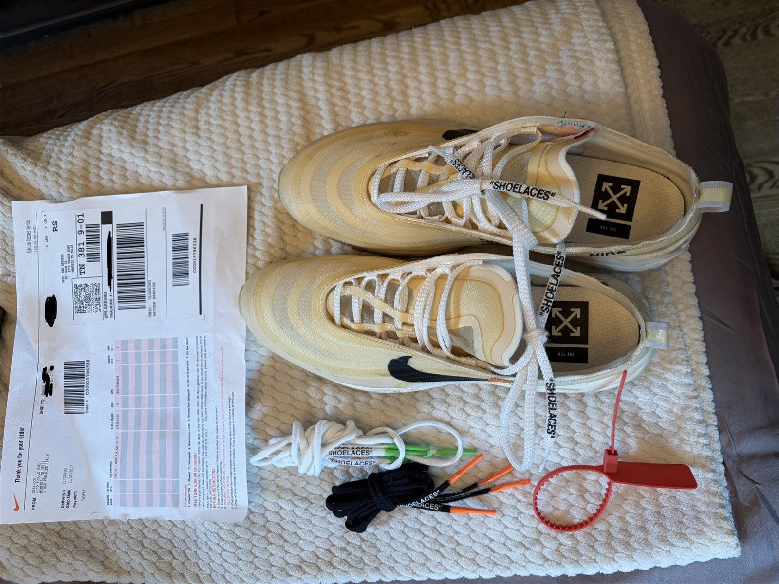 Nike Air Max 97 Off-White The Ten 2017 Size 12 AJ4585-100 Used No Box OG Extras