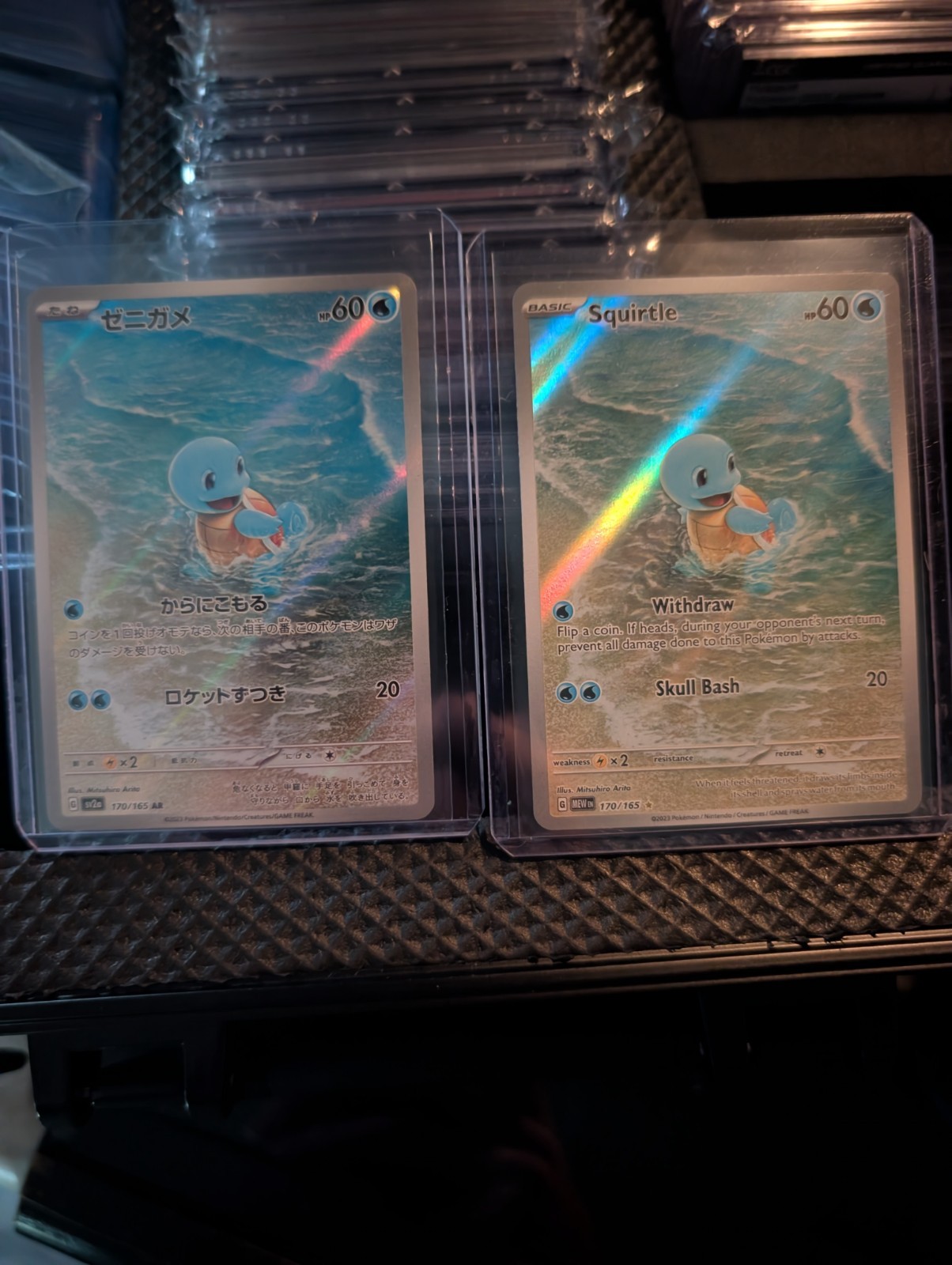 Squirtle Pokemon Card 151 Holo English and Japanese Set of 2