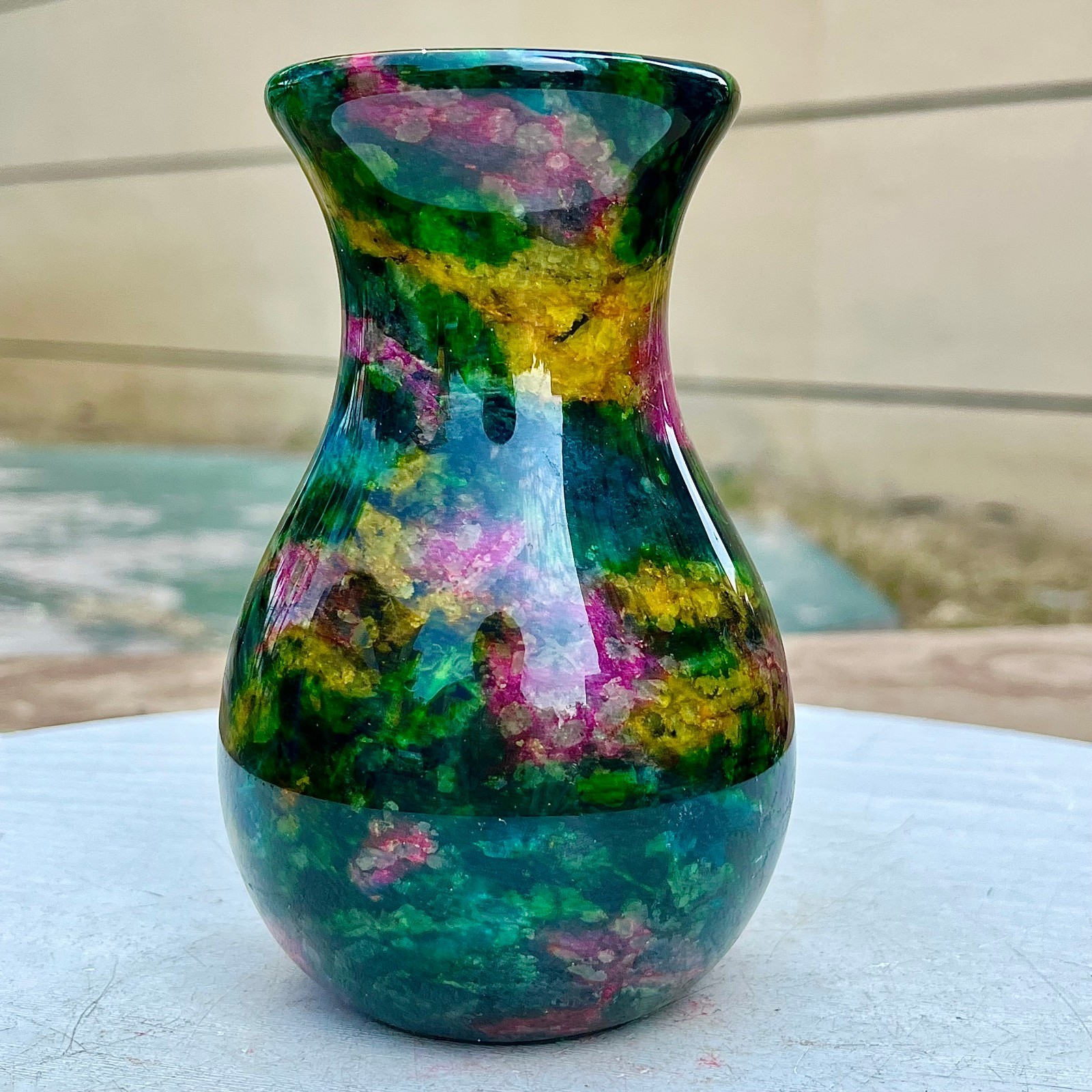 1.16LB  Rare and Natural Chinese Rainbow Jade Vase