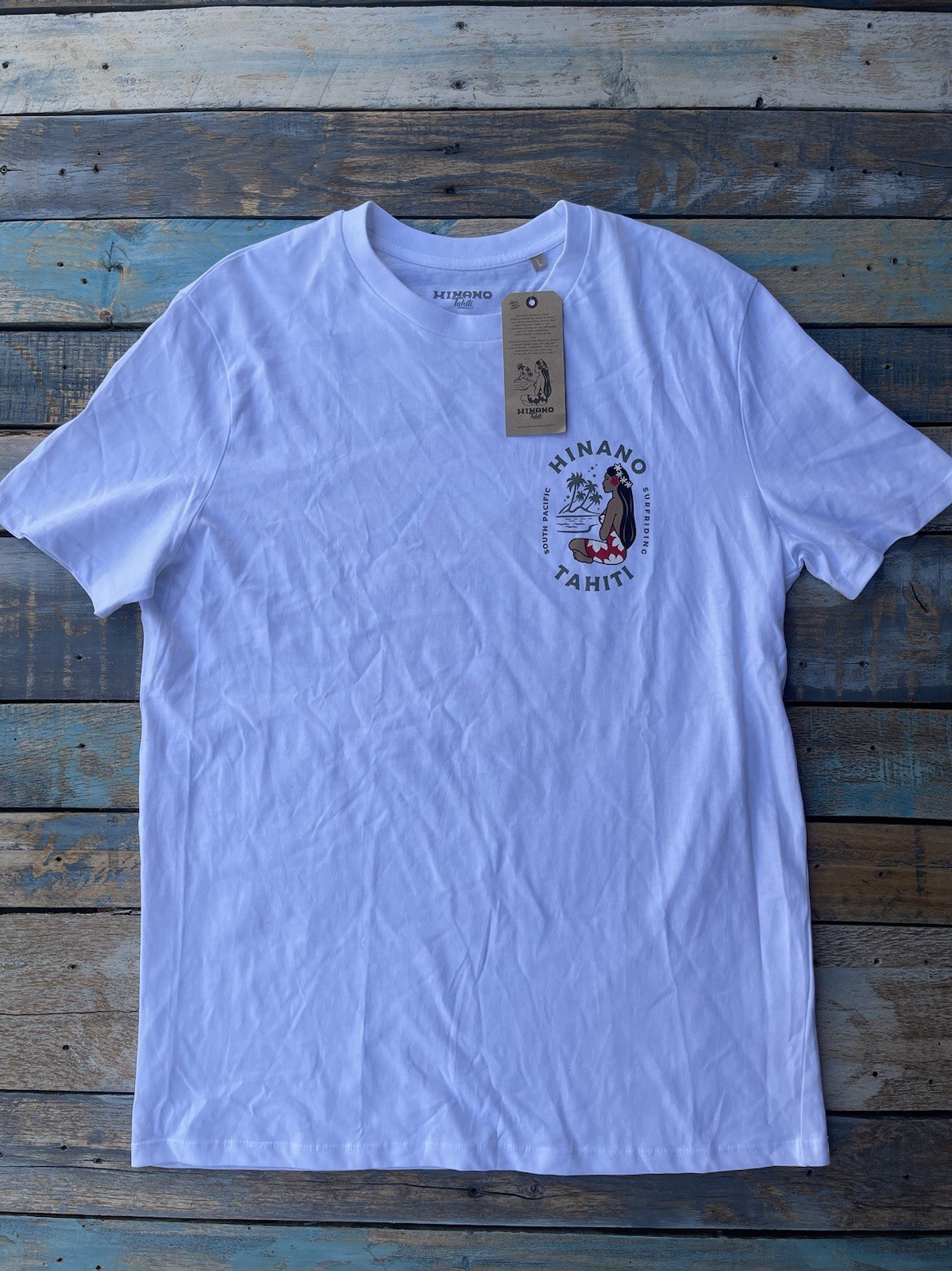 New With Tags Hinano Tahiti Men\'s Large White Graphic T-Shirt South Pacific