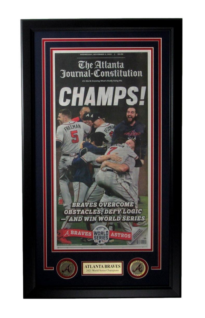 Atlanta Journal-Constitution Newspaper Braves 2021 World Series Framed 165128 Atlanta Journal-Constitution Newspaper Braves 2021 World Series Framed 165128
