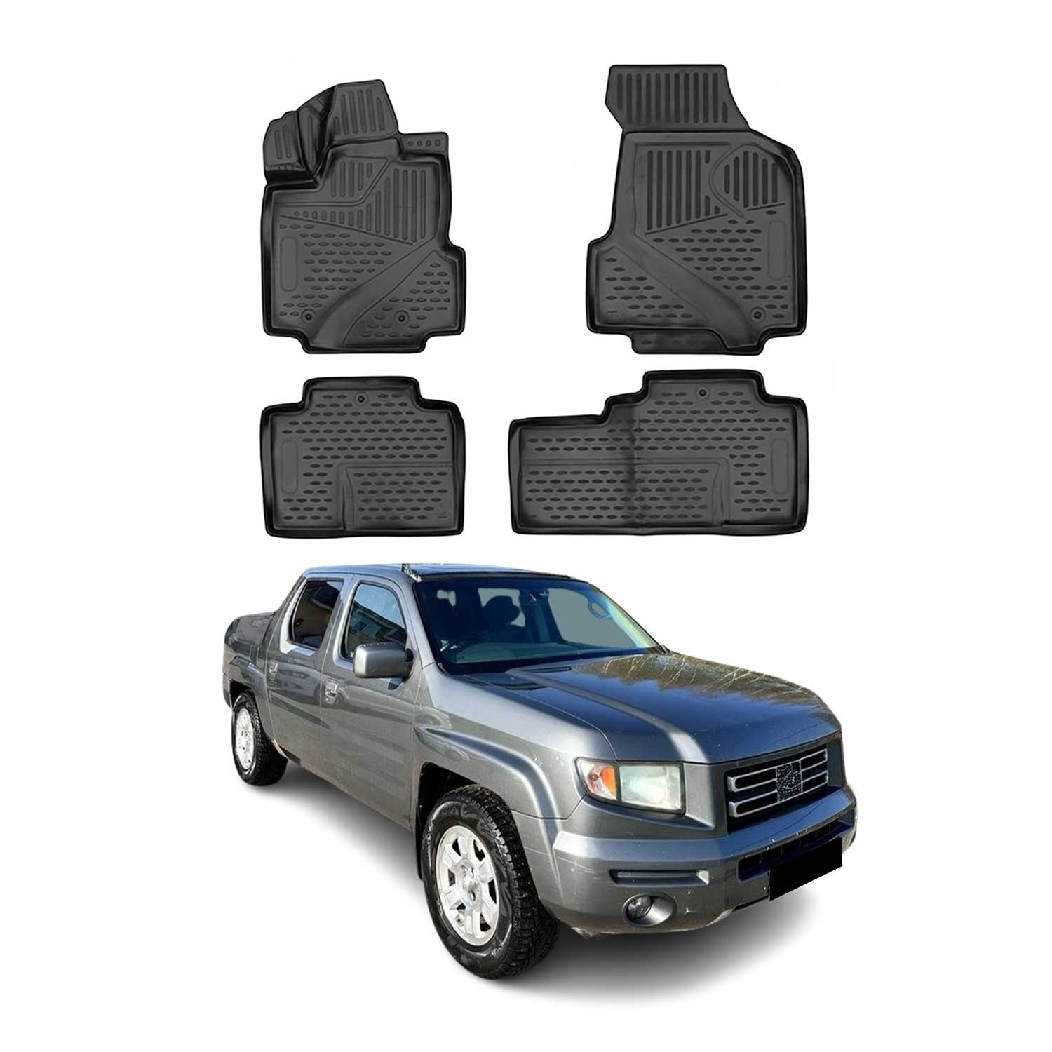 OMAC Floor Mats Liner for Honda Ridgeline 2006-2014 Black TPE All-Weather 4 Pcs