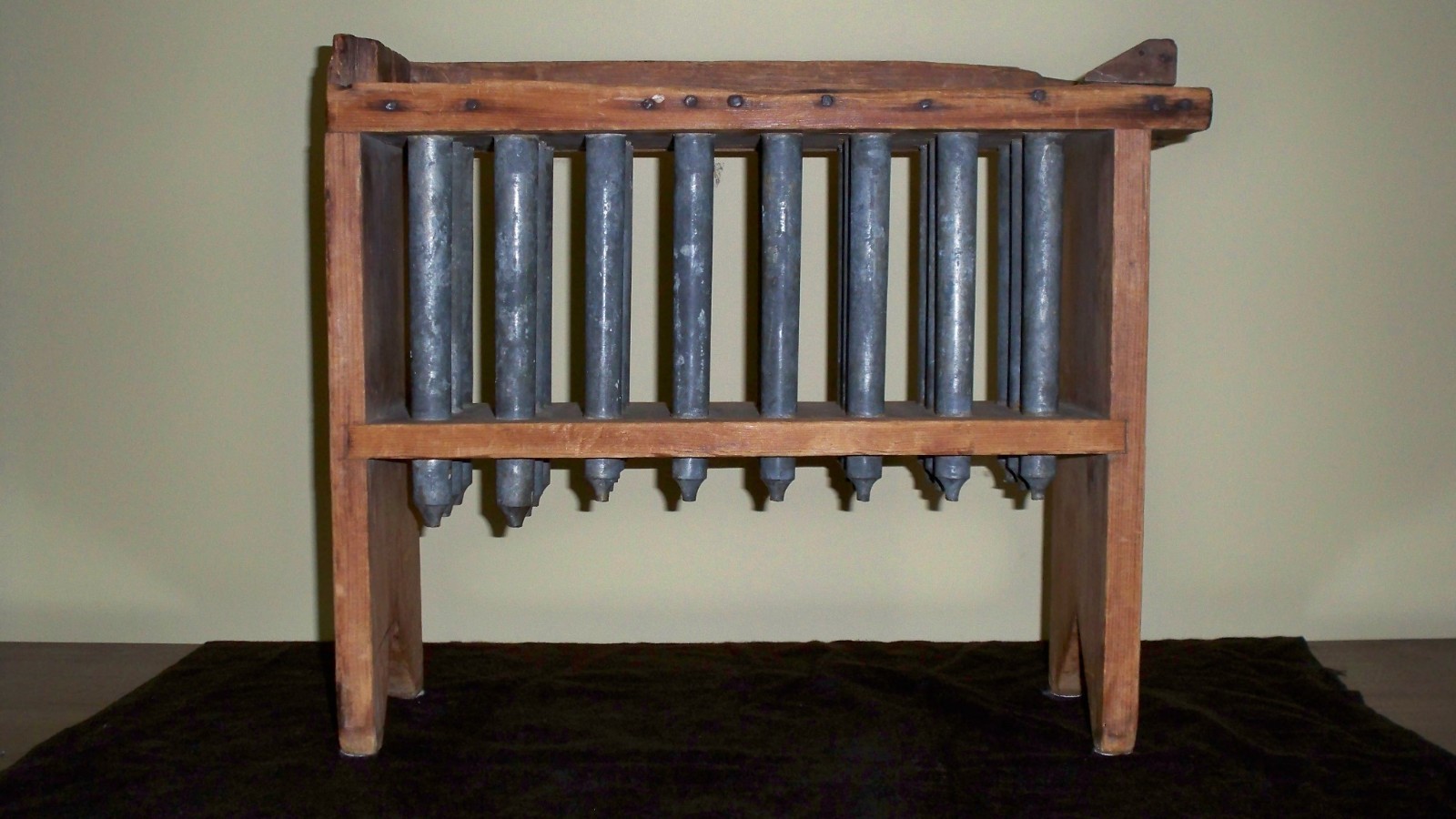 sku3763. Primitive Candle Maker VERY RARE 24 Pewter Molds Pine Wood Hand Made 