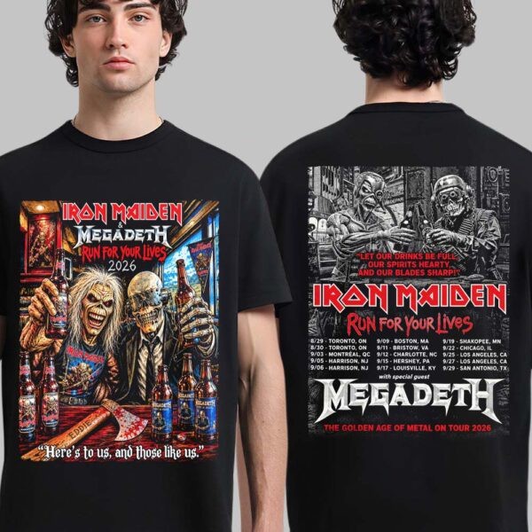 Iron Maiden X Megadeth Run For Your Lives 2026 Tour Eddie And Vic T-shirt