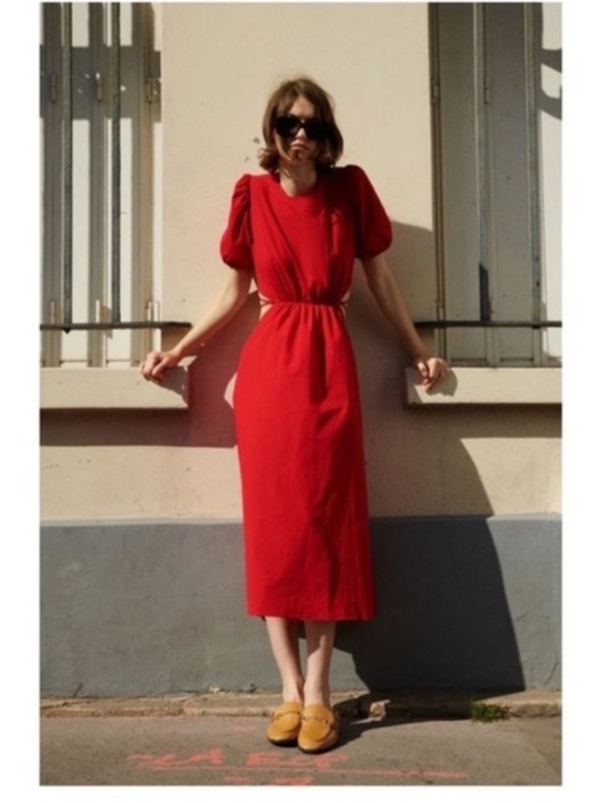 Zara bloggers favorite NEW CUT OUT POPLIN MIDI DRESS WITH TIES RED 100% COTTON Zara bloggers favorite NEW CUT OUT POPLIN MIDI DRESS WITH TIES RED 100% COTTON