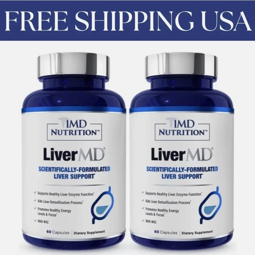 2-Packs 1MD Nutrition LiverMD - Liver Support Supplement 120 Caps | Exp 09/2028