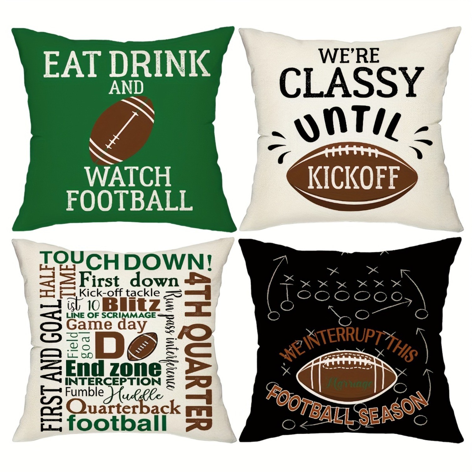 4pcs Sports Theme Decorative Cushion Covers, 18in*18in, American Football Game 4pcs Sports Theme Decorative Cushion Covers, 18in*18in, American Football Game