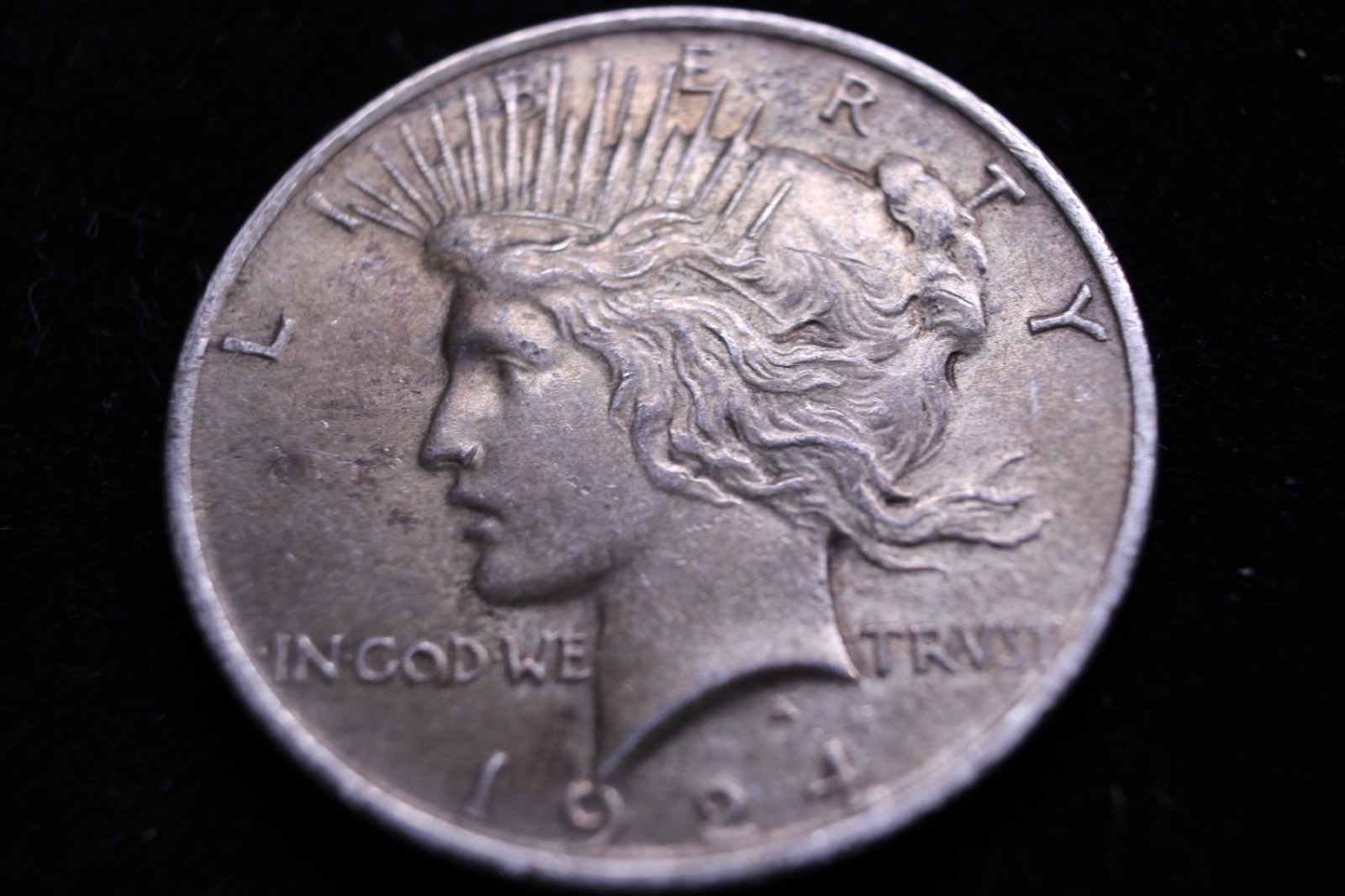1924 Peace Silver Dollar $1 AU RAW - Original Edge Toning - Problem-Free