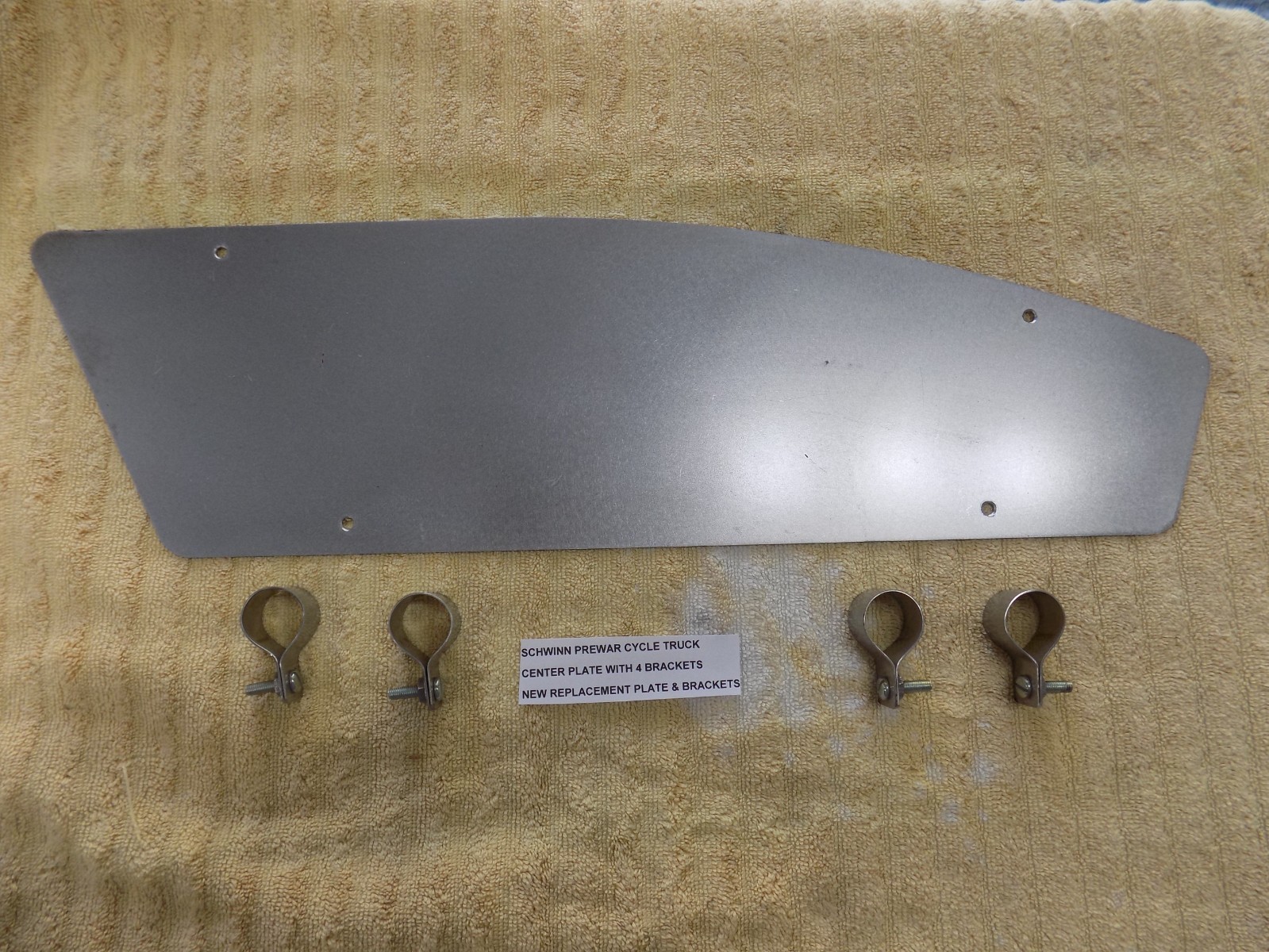 SCHWINN PREWAR CYCLE TRUCK CENTER PLATE AND FOUR BRACKETS READY TO USE  #59