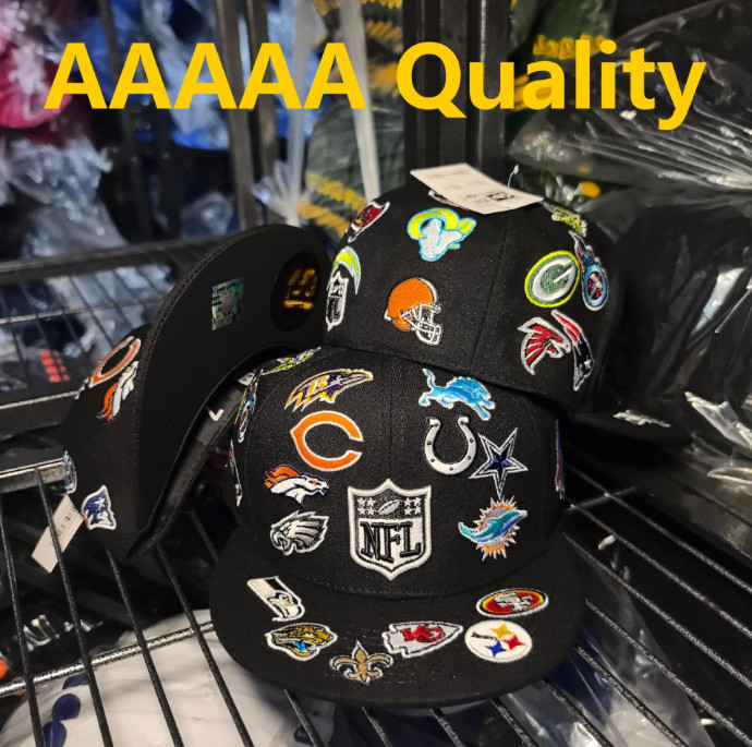 Men's NFL Multi-Teams Patch Allover Logos Cap 59FIFTY Fitted Hat Era Sewn IN BOX