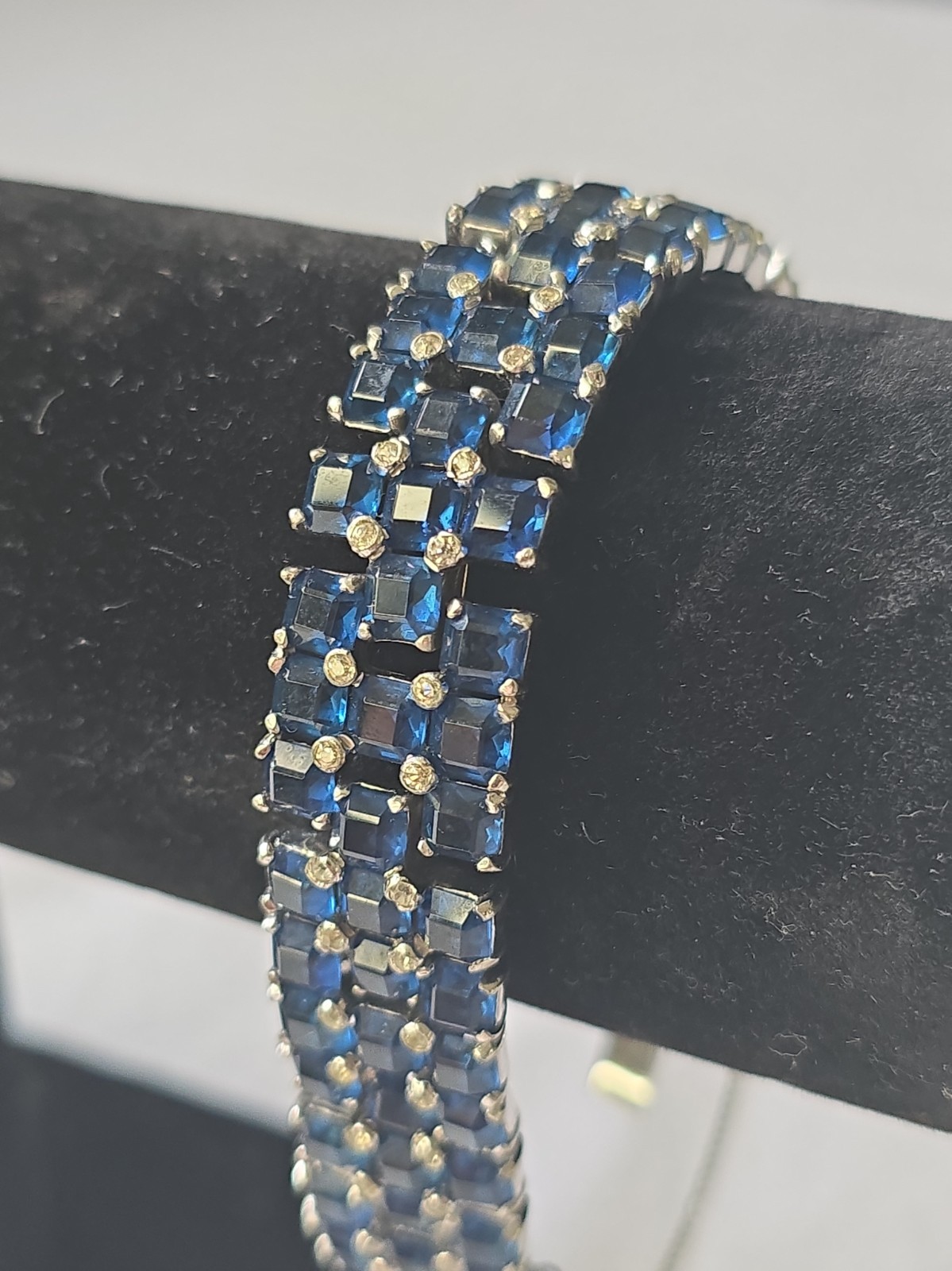 Antique Joseph Mazer Spangles and Invisibly Set Sapphires Bracelet - RARE - WOW