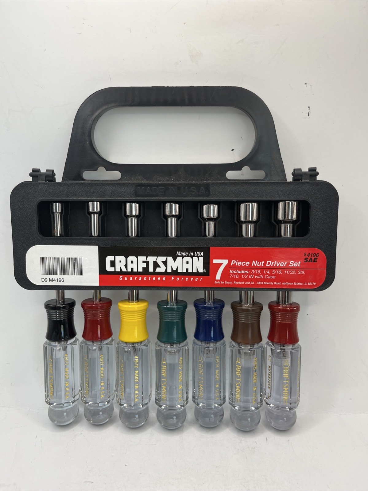Sears Craftsman 7 Piece Hollow Shank Nut Driver Set  3/16