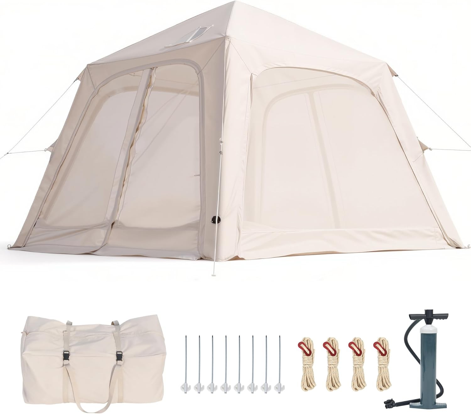 SUNYRISY Winter No-Floor Inflatable Camping Tent for 4-6 Person with Hand Pump