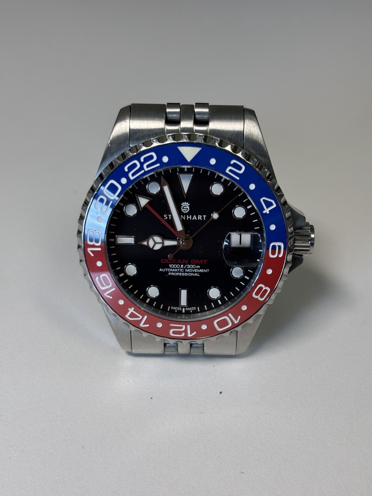 Steinhart Ocean One GMT BLUE-RED  39mm Automatic Men Diver Watch Pepsi