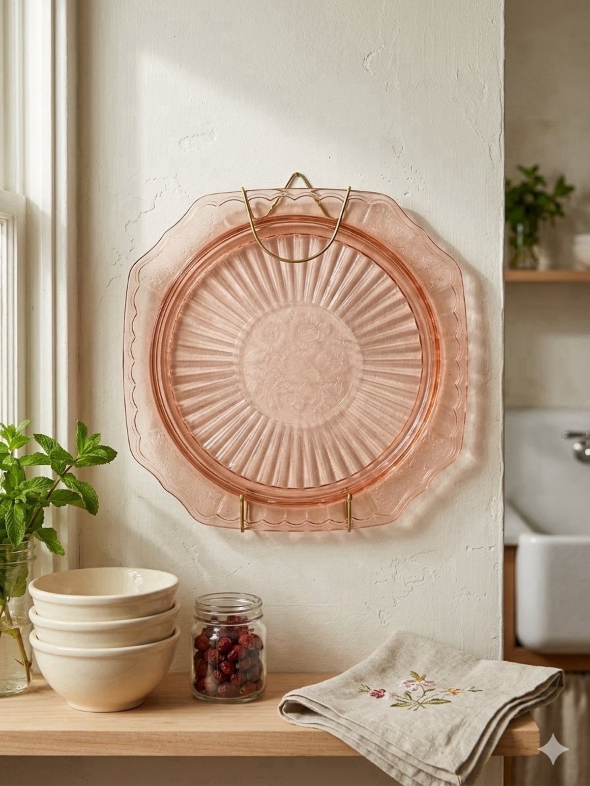 Anchor Hocking Mayfair Open Rose Pink Depression Glass Dish C1930s Vintage
